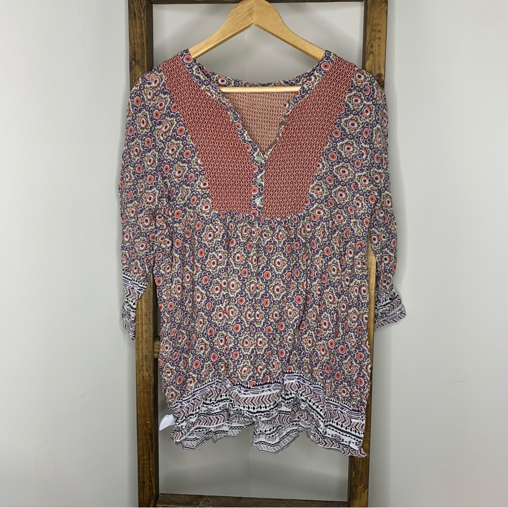 Easel Floral Patterned Women's Top M